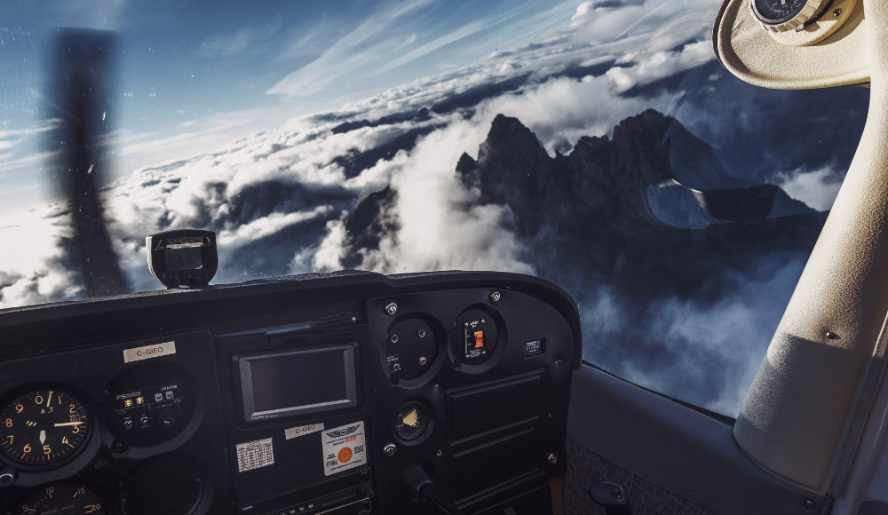 Stunning cockpit view during pilot training, showcasing the beauty of learning to fly at flight school.